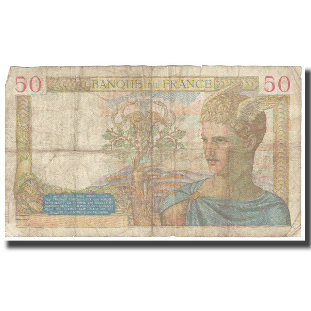 France, 50 Francs, 1937, 1937-08-26, VF(20-25), Fayette:18, KM:85a