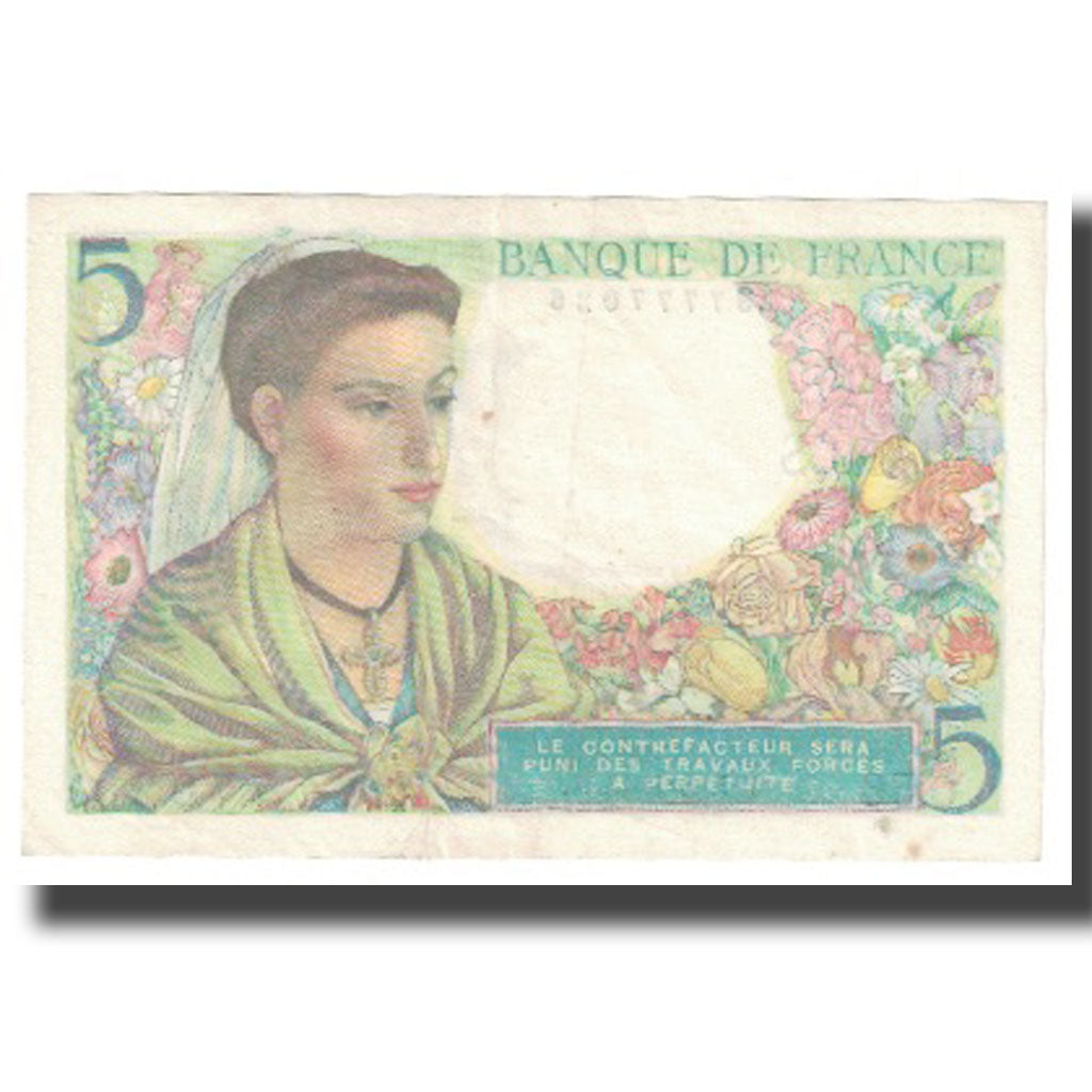 Francja, 5 Francs, Berger, 1943, 1943-08-05, EF(40-45), Fayette:05.01, KM:98a