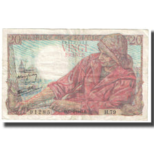 França, 20 Francs, Pêcheur, 1943, 1943-04-15, VF(30-35), Fayette:13.06