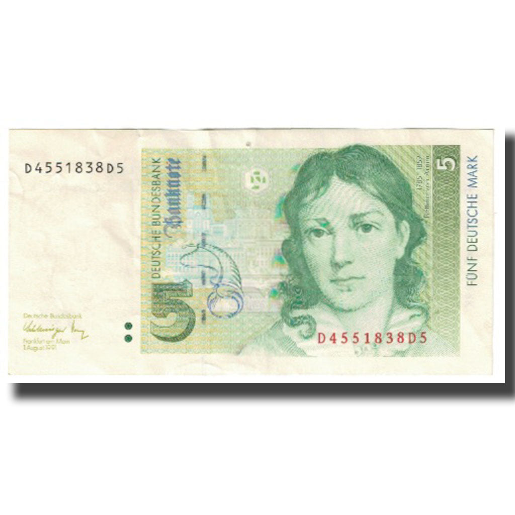 Banknote, GERMANY - FEDERAL REPUBLIC, 5 Deutsche Mark, 1991, 1991-08-01, KM:37