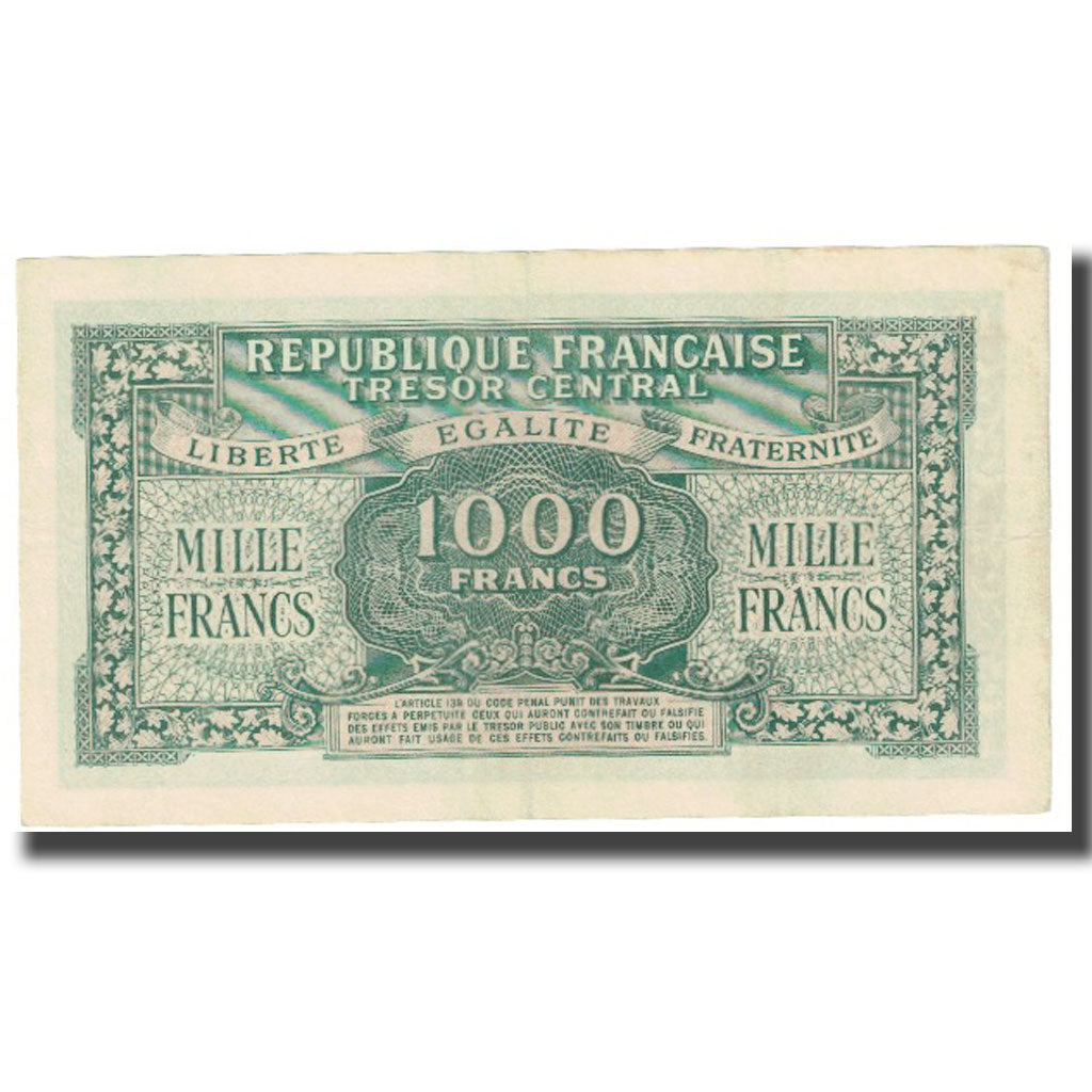 Francja, 1000 Francs, 1947 French Treasury, AU(55-58), Fayette:12.02, KM:107