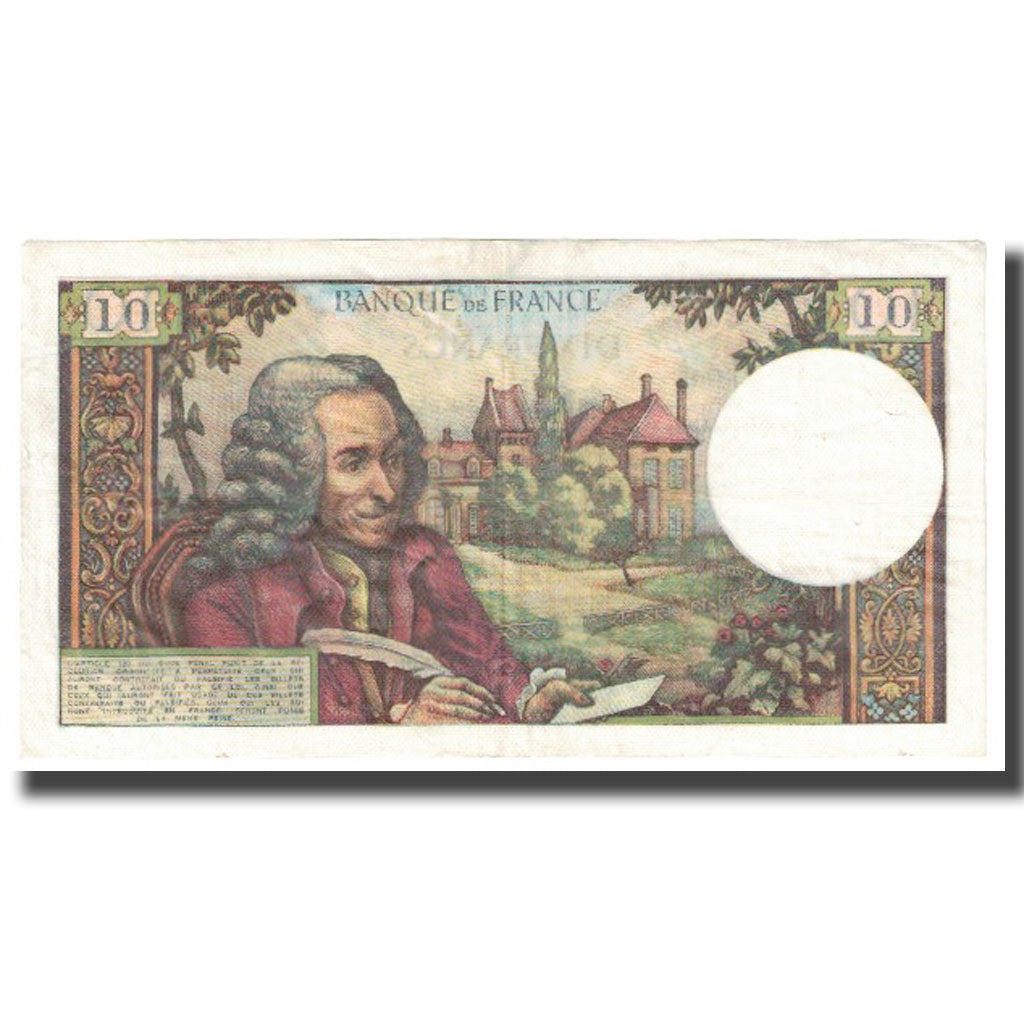 França, 10 Francs, Voltaire, 1966, 1966-01-06, AU(55-58), Fayette:62.21