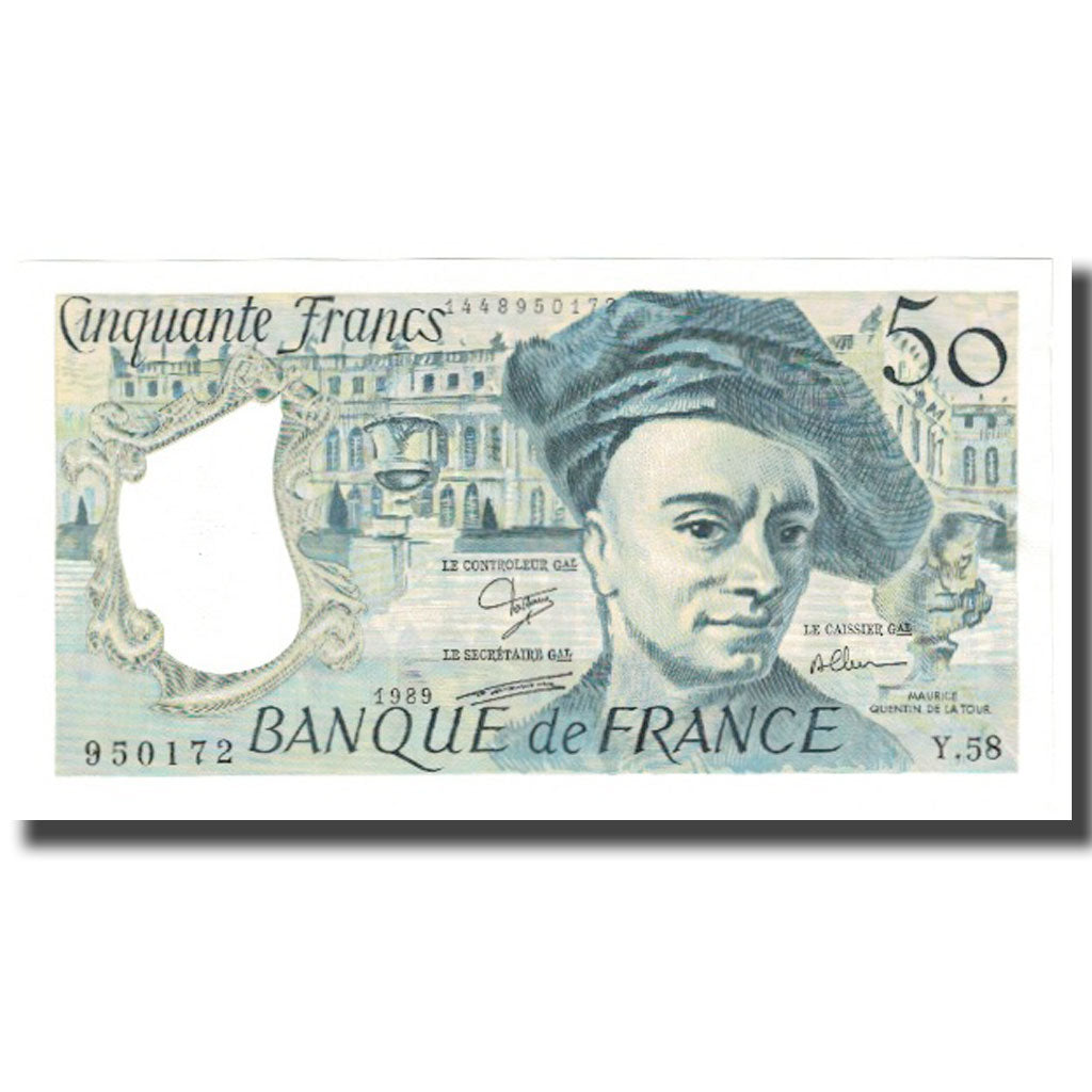 Francja, 50 Francs, Quentin de La Tour, 1989, UNC(65-70), Fayette:67.14, KM:152d