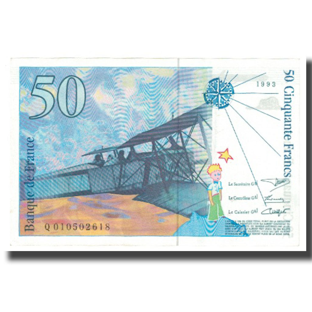 Francja, 50 Francs, St Exupéry, 1993, UNC(65-70), Fayette:72.2, KM:157b