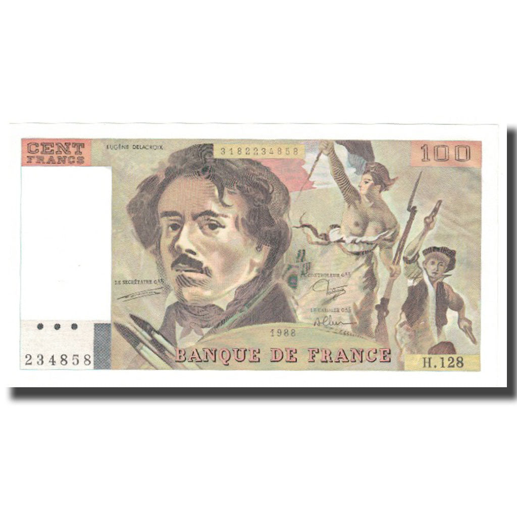 Francia, 100 Francs, Delacroix, 1988, UNC, Fayette:69.12, KM:154d