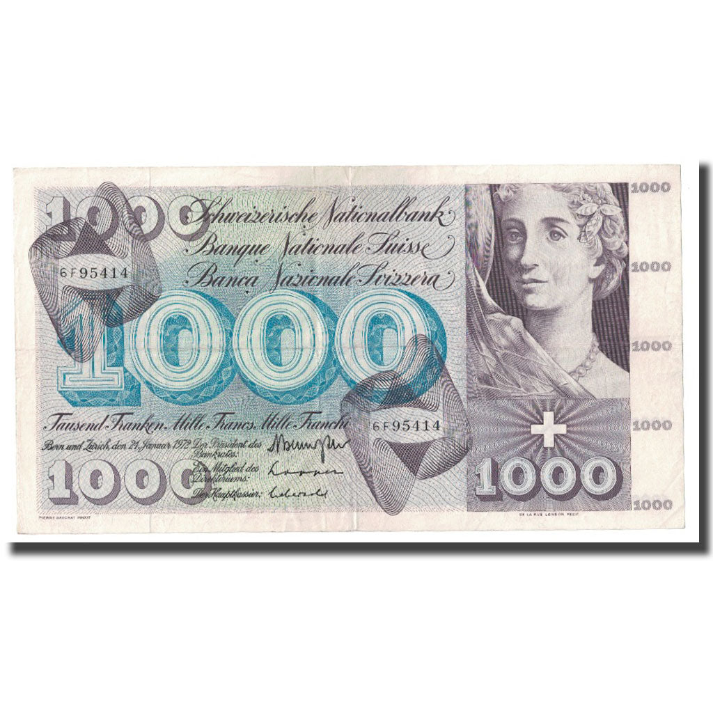Banknote, Switzerland, 1000 Franken, 1972, 1972-01-24, KM:52b, EF(40-45)