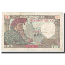 Francja, 50 Francs, Jacques Coeur, 1942, 1942-02-05, VF(20-25), Fayette:19.19