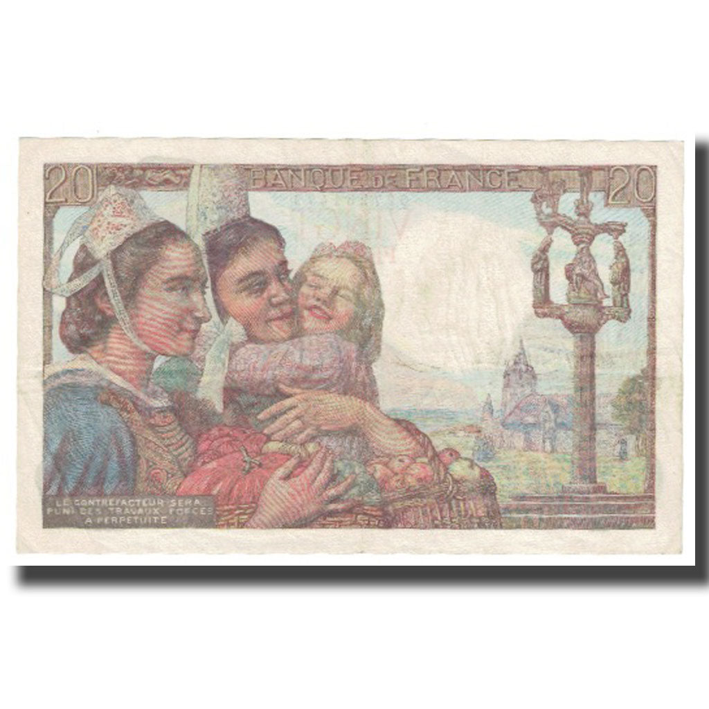 France, 20 Francs, Pêcheur, 1942, 1942-02-12, EF(40-45), Fayette:13, KM:100a