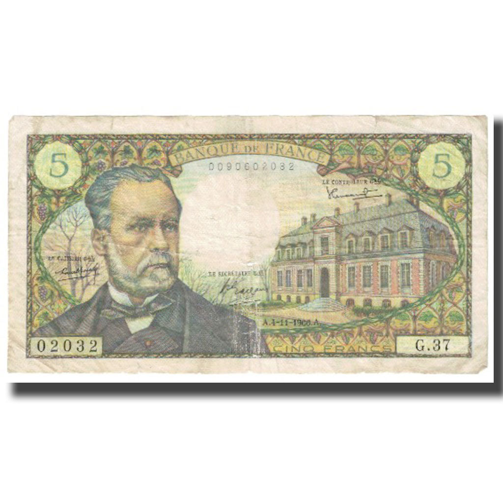 France, 5 Francs, Pasteur, 1966, 1966-11-04, TB, Fayette:61.1, KM:146a