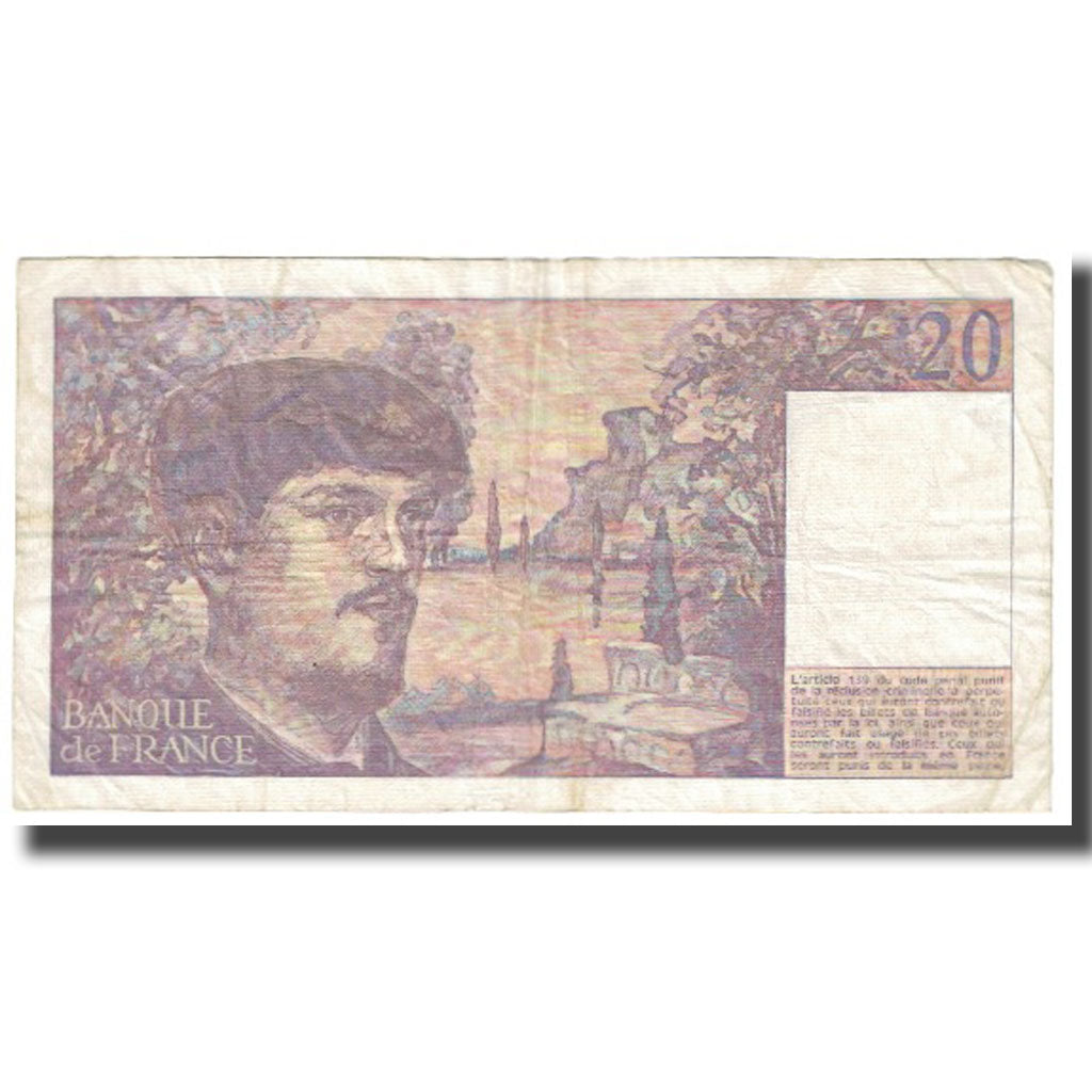 Frankrijk, 20 Francs, Debussy, 1986, TB, Fayette:66.7, KM:151a