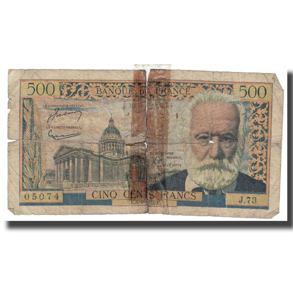 Frankreich, 5 Nouveaux Francs on 500 Francs, Victor Hugo, 1955, 1955-08-04, S