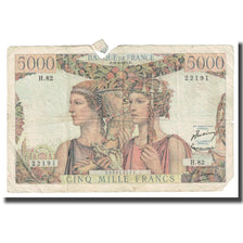 França, 5000 Francs, Terre et Mer, 1951, 1951-08-16, VF(20-25), Fayette:48.5
