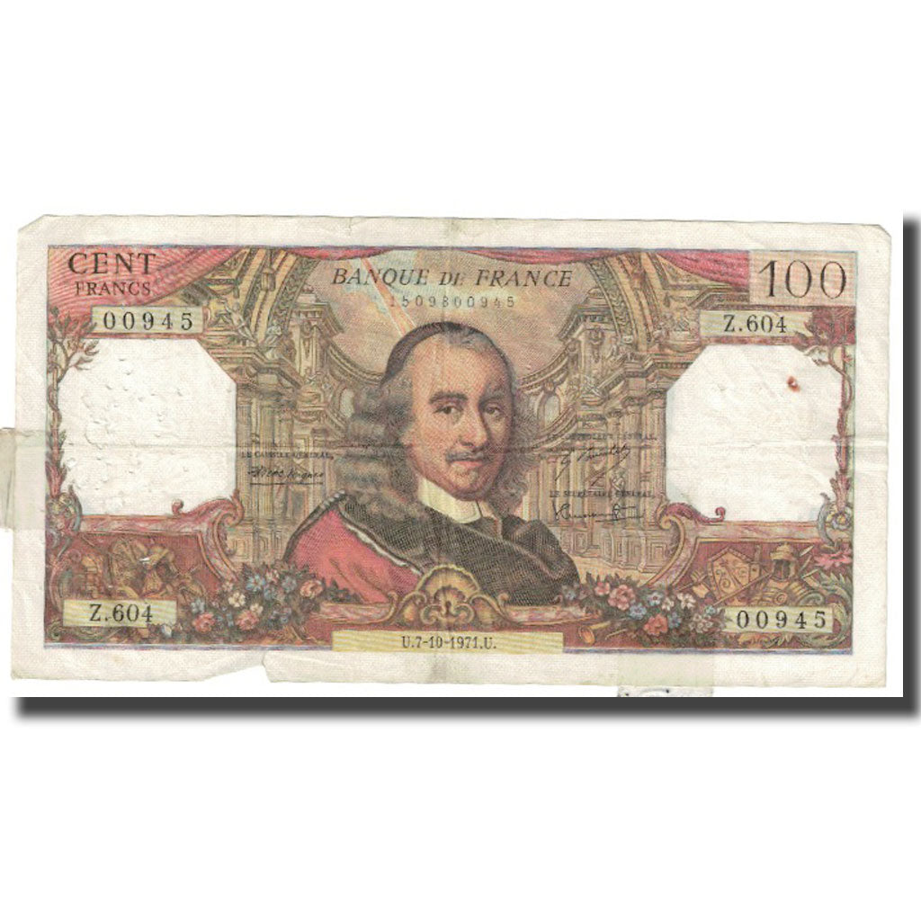 Frankrijk, 100 Francs, Corneille, 1971, 1971-10-07, TB, Fayette:65.34, KM:149d