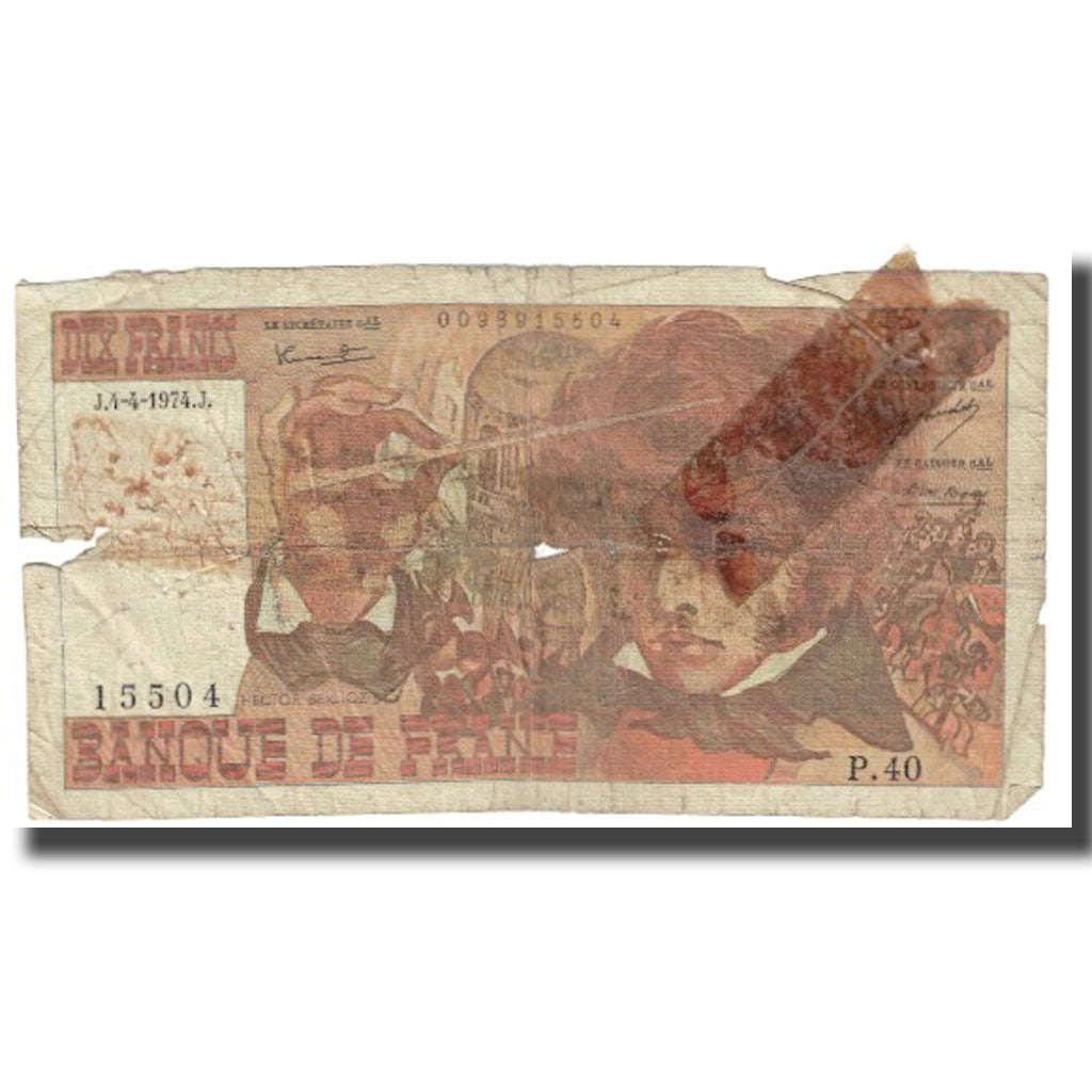 Frankrijk, 10 Francs, Berlioz, 1974, 1974-04-04, TB, Fayette:63.05, KM:150a