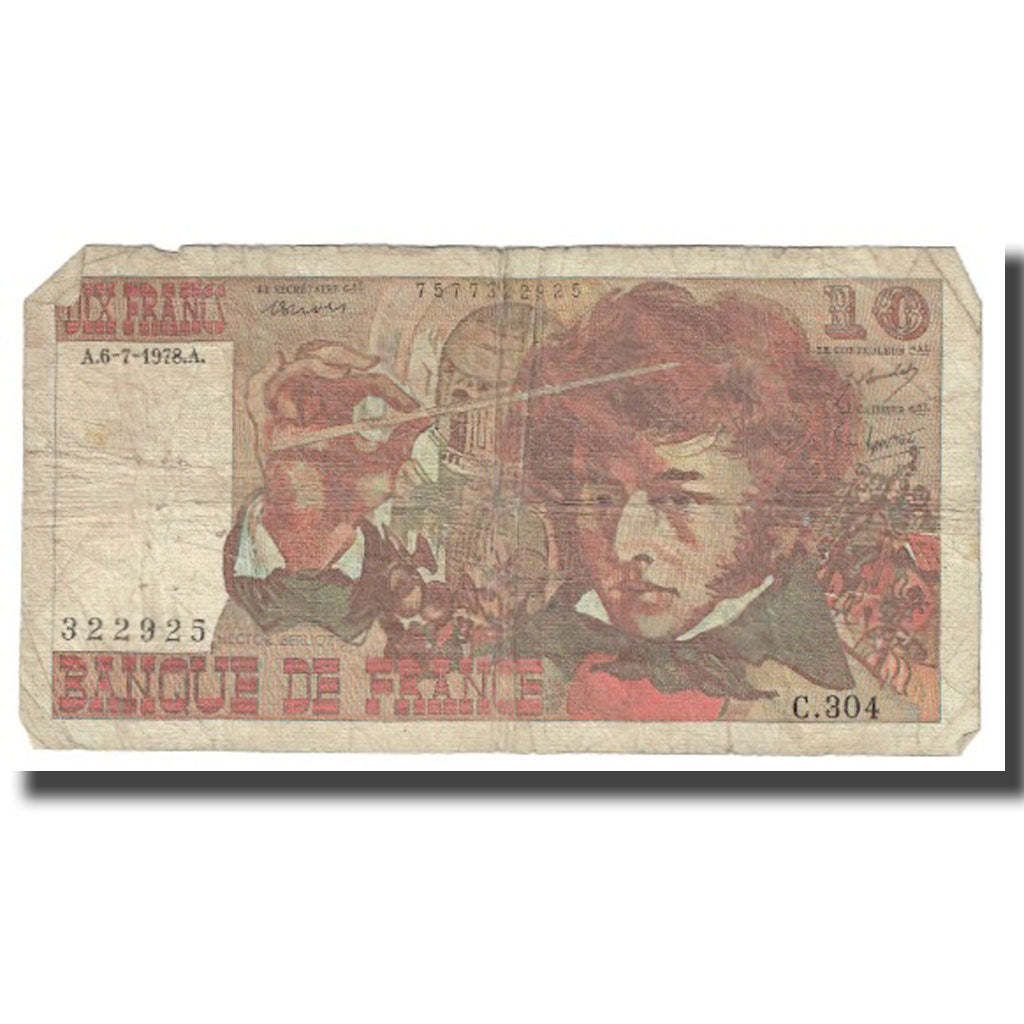 Frankrijk, 10 Francs, Berlioz, 1978, 1978-07-06, TB, Fayette:63.05, KM:150a