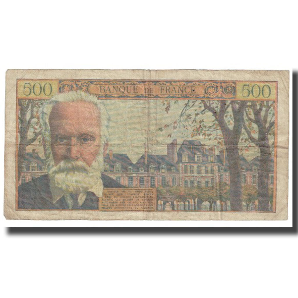 France, 500 Francs, Victor Hugo, 1955, 1955-08-04, VF(20-25), Fayette:35.4