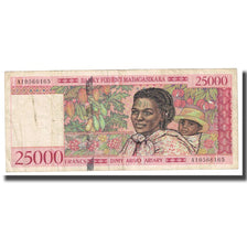 Banknote, Madagascar, 25,000 Francs = 5000 Ariary, KM:82, VF(20-25)