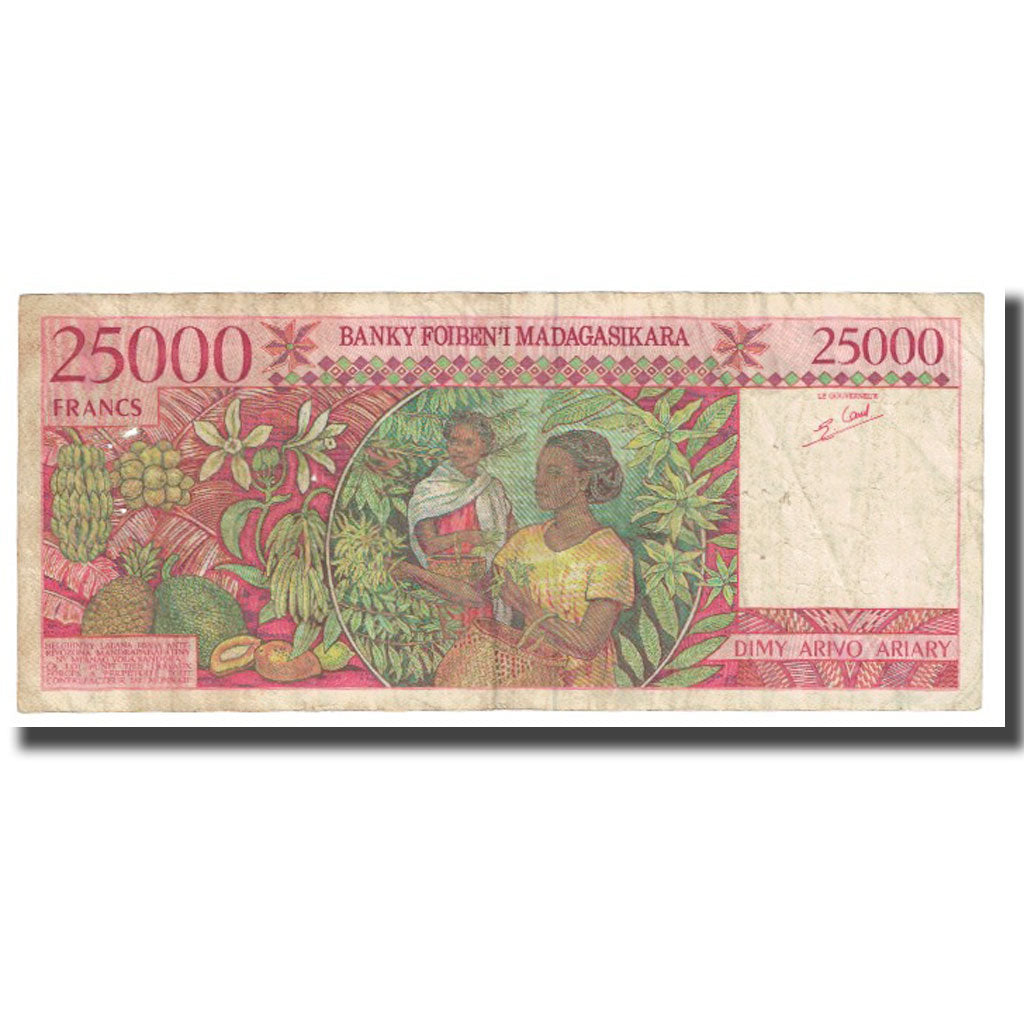 Banknote, Madagascar, 25,000 Francs = 5000 Ariary, KM:82, VF(20-25)