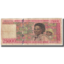 Banknot, Madagascar, 25,000 Francs = 5000 Ariary, KM:82, VF(20-25)