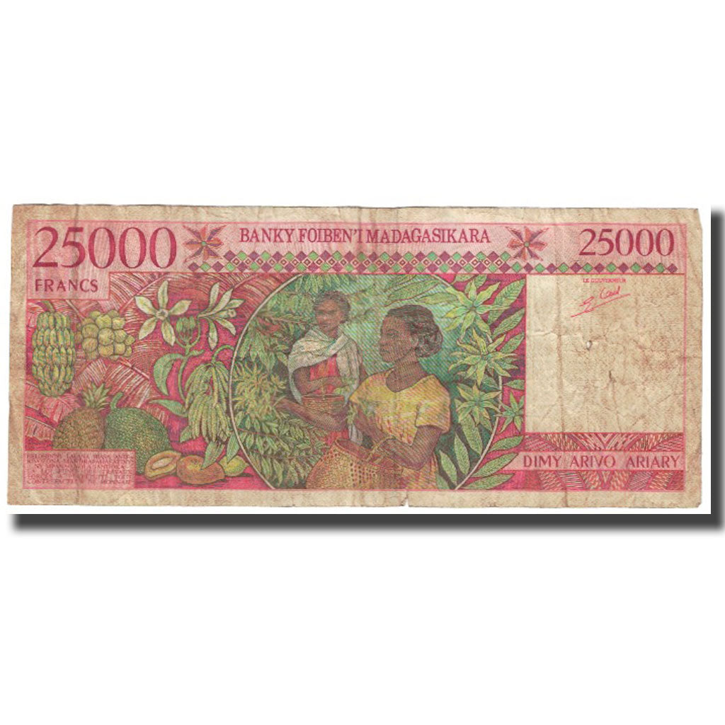 Billet, Madagascar, 25,000 Francs = 5000 Ariary, KM:82, TB