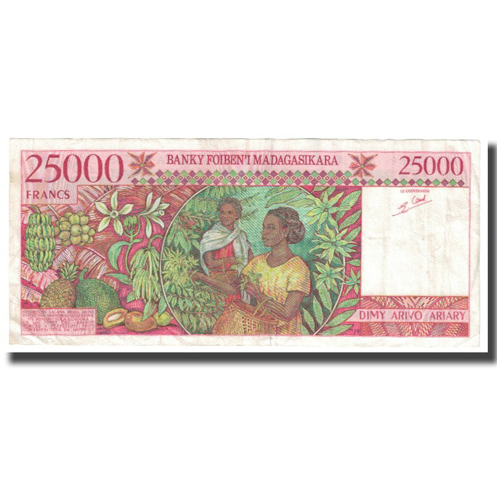 Banknote, Madagascar, 25,000 Francs = 5000 Ariary, KM:82, EF(40-45)