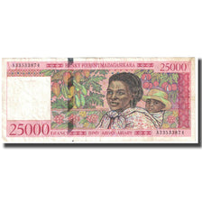 Banknote, Madagascar, 25,000 Francs = 5000 Ariary, KM:82, EF(40-45)