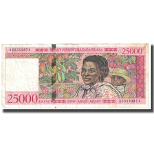 Nota, Madagáscar, 25,000 Francs = 5000 Ariary, KM:82, EF(40-45)