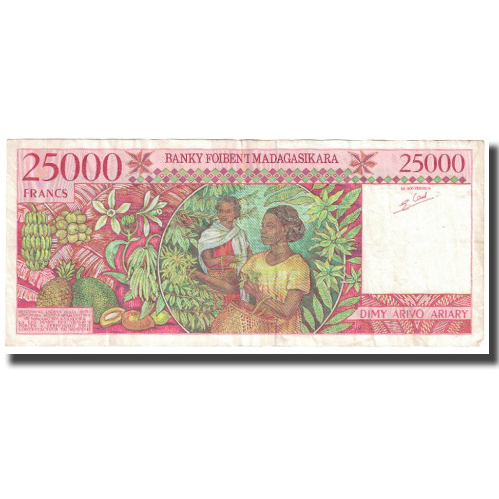 Banknote, Madagascar, 25,000 Francs = 5000 Ariary, KM:82, EF(40-45)
