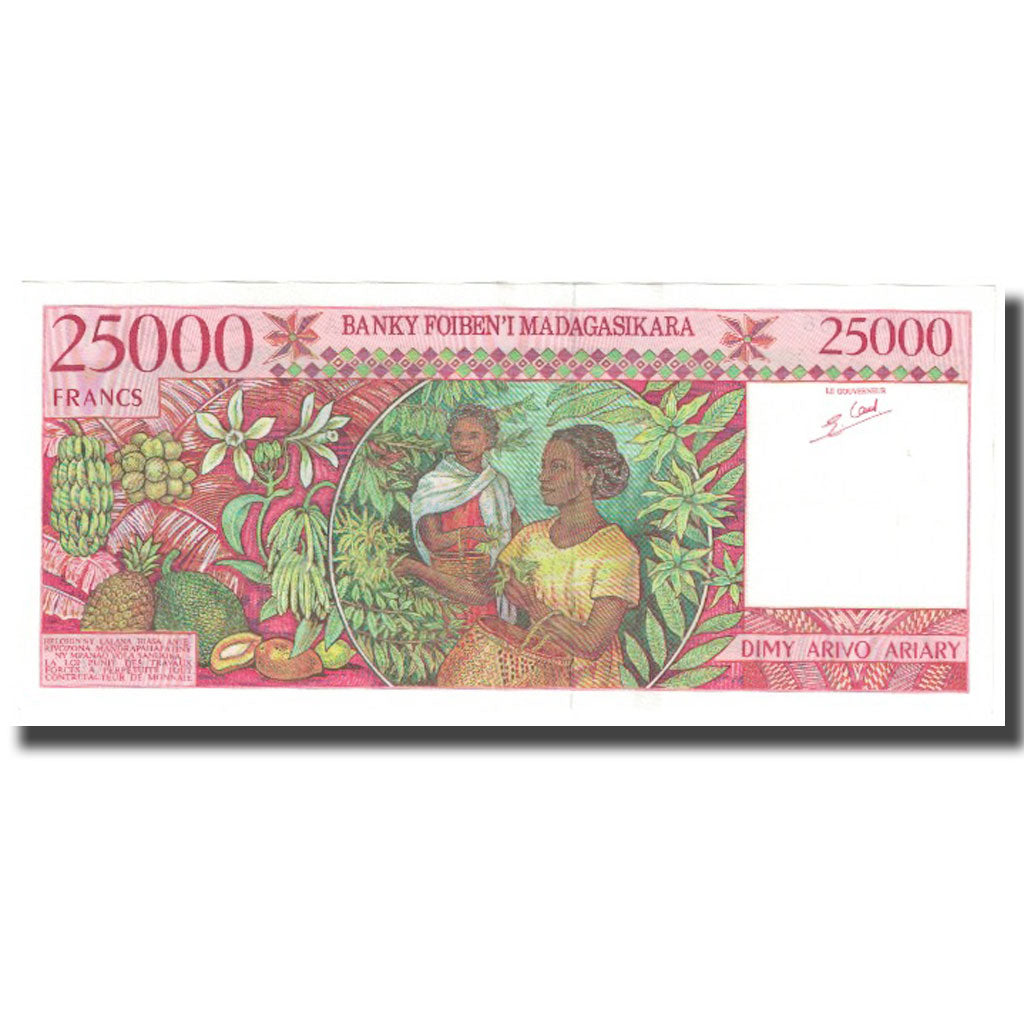 Banknote, Madagascar, 25,000 Francs = 5000 Ariary, KM:82, EF(40-45)