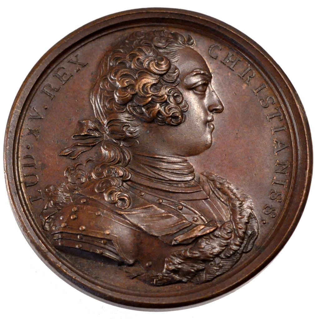 FRANCE, Politics, Society, War, Louis XV, Medal, 1734, AU(55-58), Bronze, 41,...