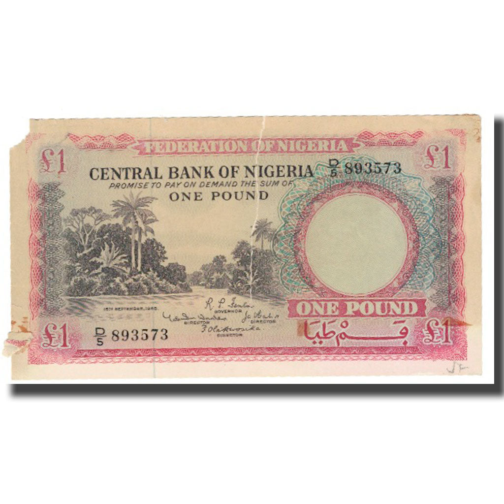 Geldschein, Nigeria, 1 Pound, KM:4a, SGE