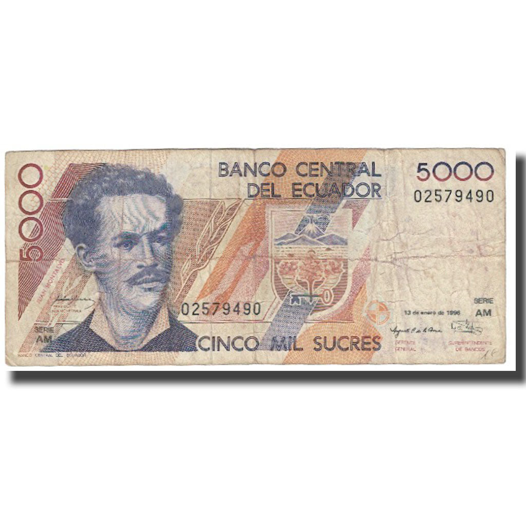 Banknote, Ecuador, 5000 Sucres, 1996, 1996-01-13, KM:128b, VF(20-25)