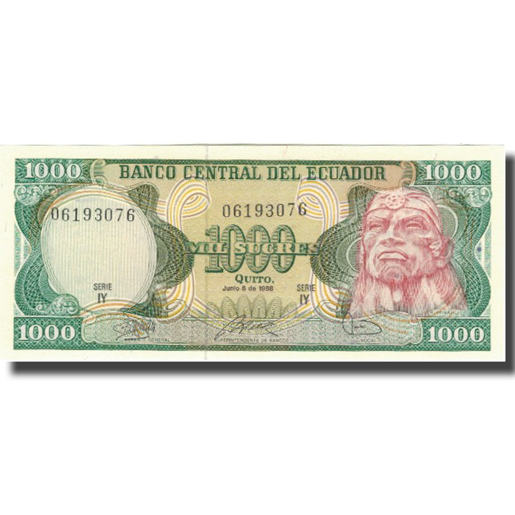 Banknote, Ecuador, 1000 Sucres, 1988, 1988/06/8, KM:125b, UNC(65-70)