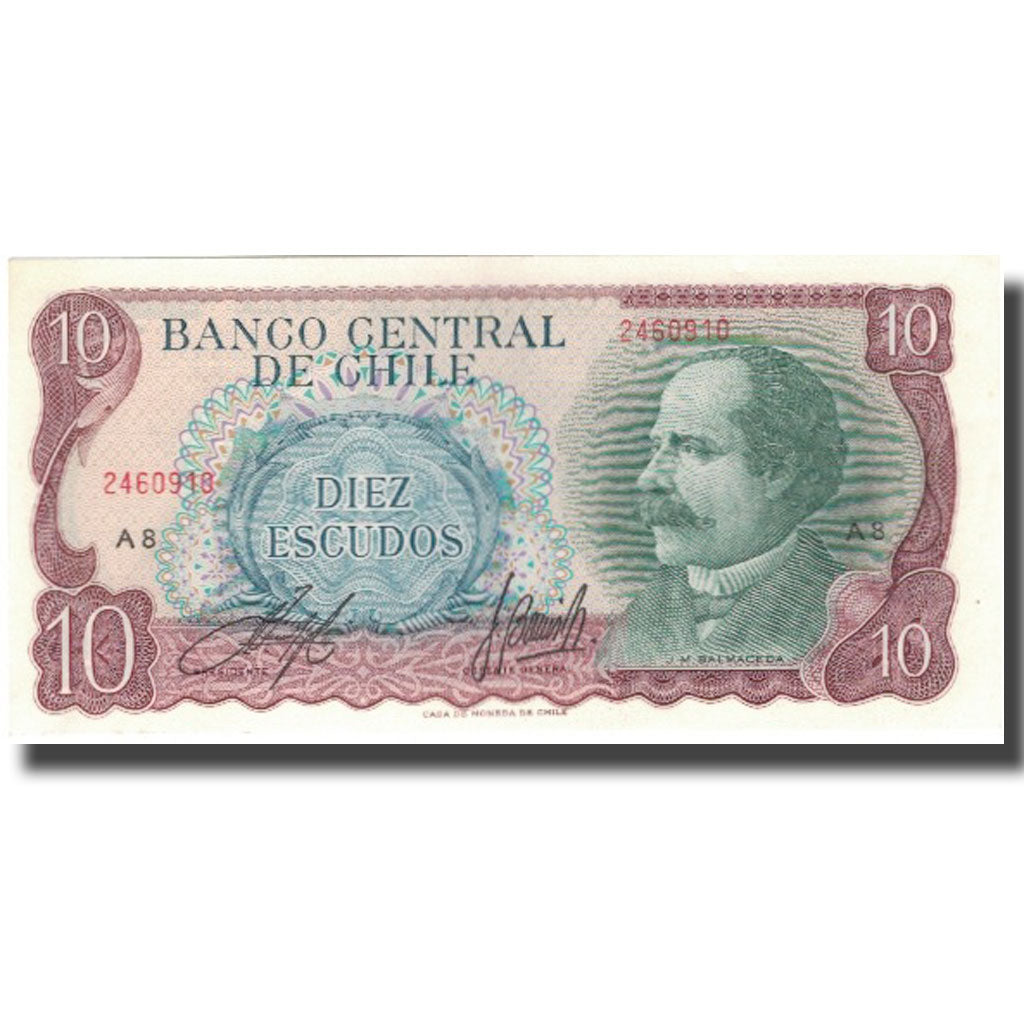Nota, Chile, 10 Escudos, KM:142, AU(55-58)