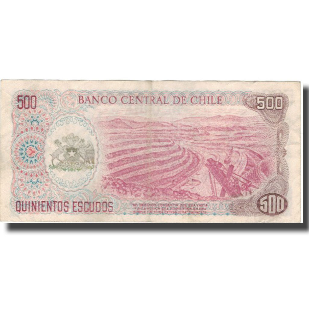 Banknot, Chile, 500 Escudos, KM:145, VF(20-25)