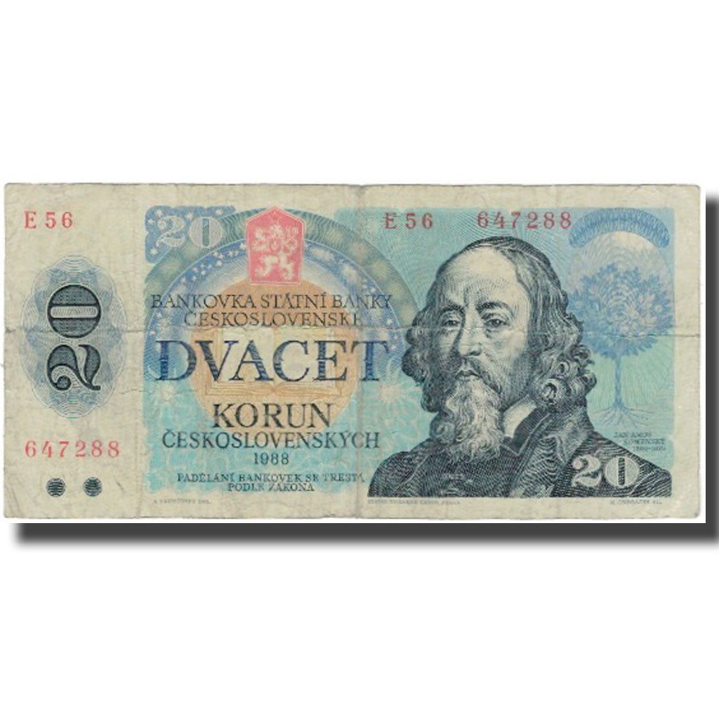 Geldschein, Tschechische Republik, 20 Korun, 1988, KM:10b, GE