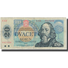 Geldschein, Tschechische Republik, 20 Korun, 1988, KM:10b, GE
