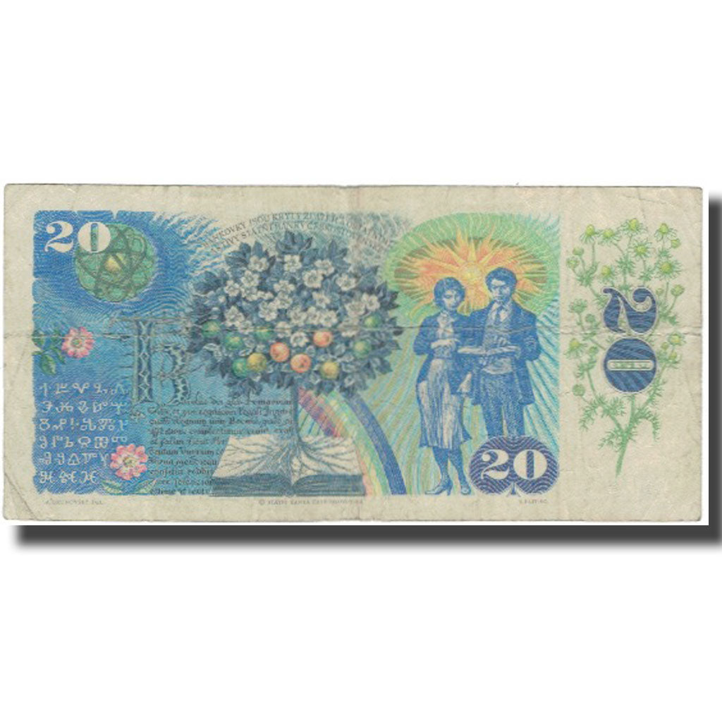 Geldschein, Tschechische Republik, 20 Korun, 1988, KM:10b, GE