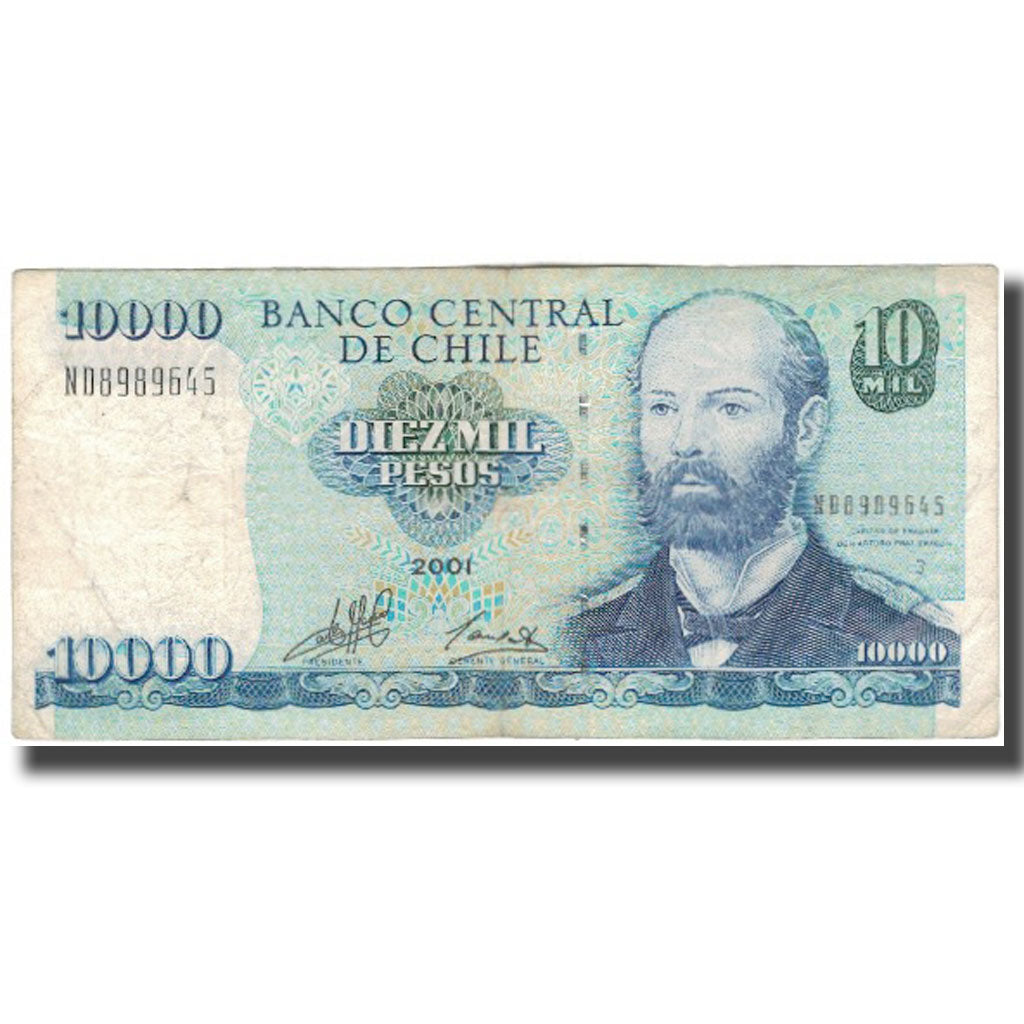 Billete, 10,000 Pesos, 2001, Chile, KM:157c, BC