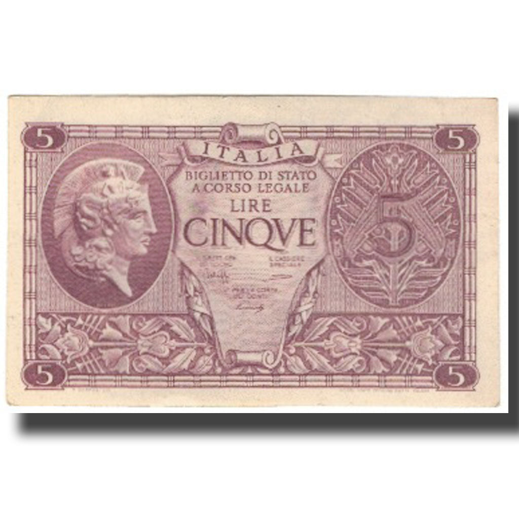 Banknot, Włochy, 5 Lire, 1944, KM:31b, EF(40-45)