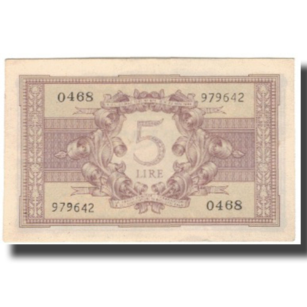Banknot, Włochy, 5 Lire, 1944, KM:31b, EF(40-45)