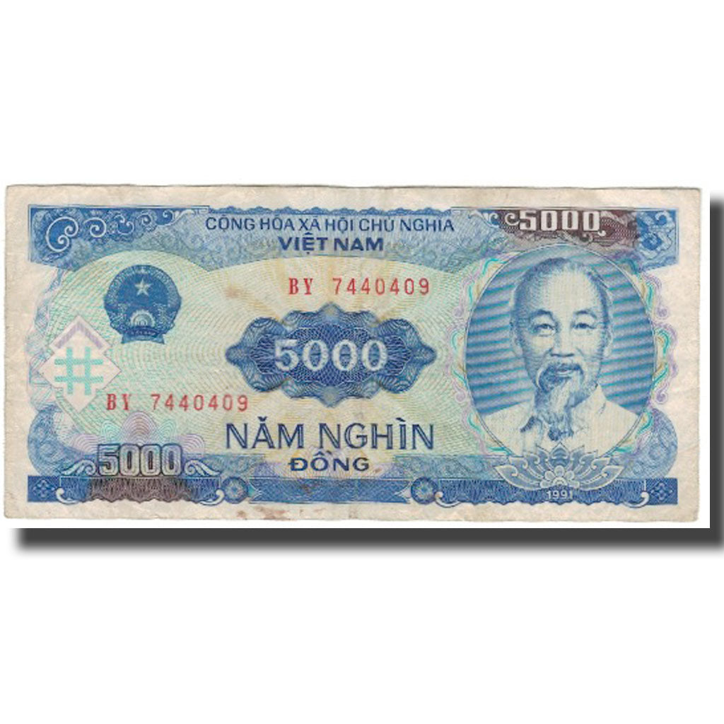 Geldschein, Vietnam, 5000 D<ox>ng, 1991, KM:104a, S