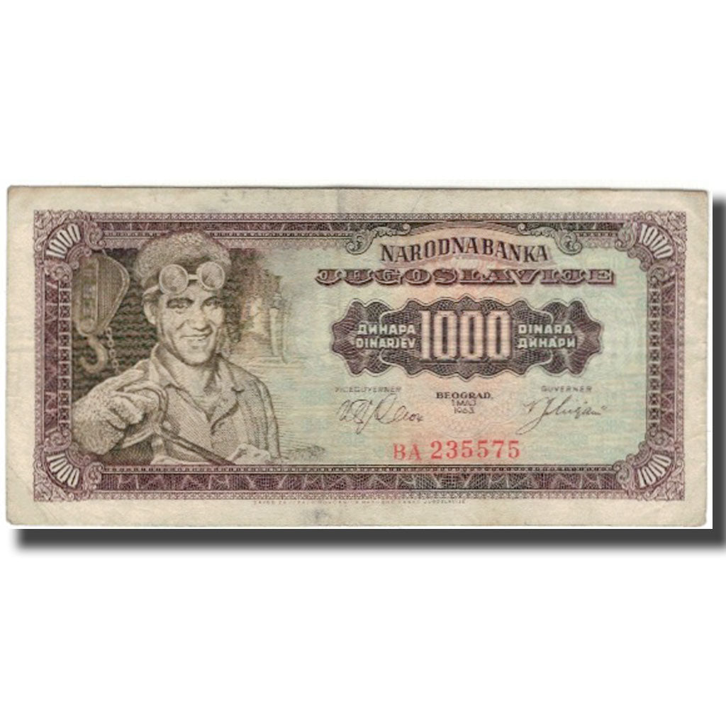 Banknote, Yugoslavia, 1000 Dinara, 1963, 1963-05-01, KM:75a, VF(30-35)