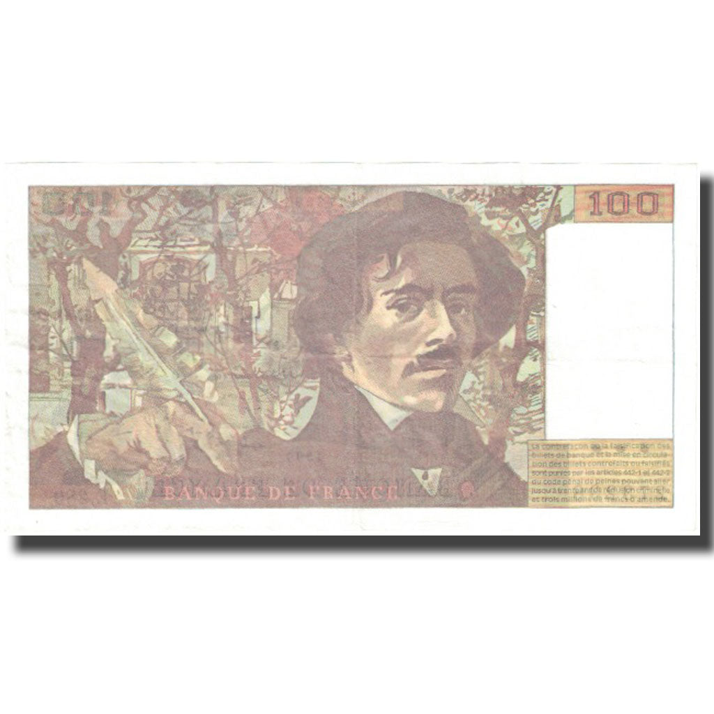 Francia, 100 Francs, Delacroix, 1995, MB+, Fayette:69ter.2c, KM:154h