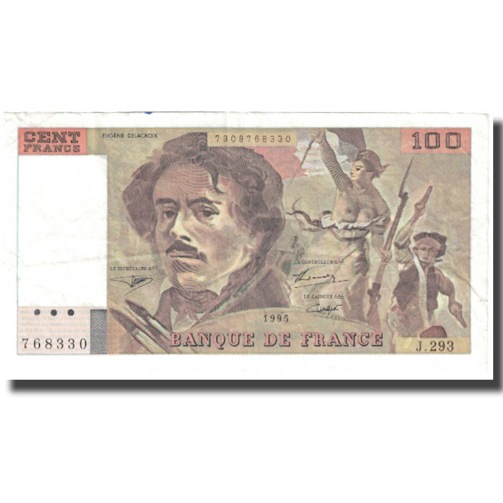 France, 100 Francs, Delacroix, 1995, EF(40-45), Fayette:69.2c), KM:154h