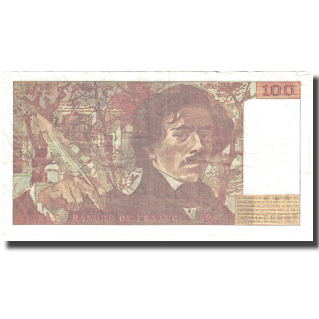 France, 100 Francs, Delacroix, 1995, EF(40-45), Fayette:69.2c), KM:154h