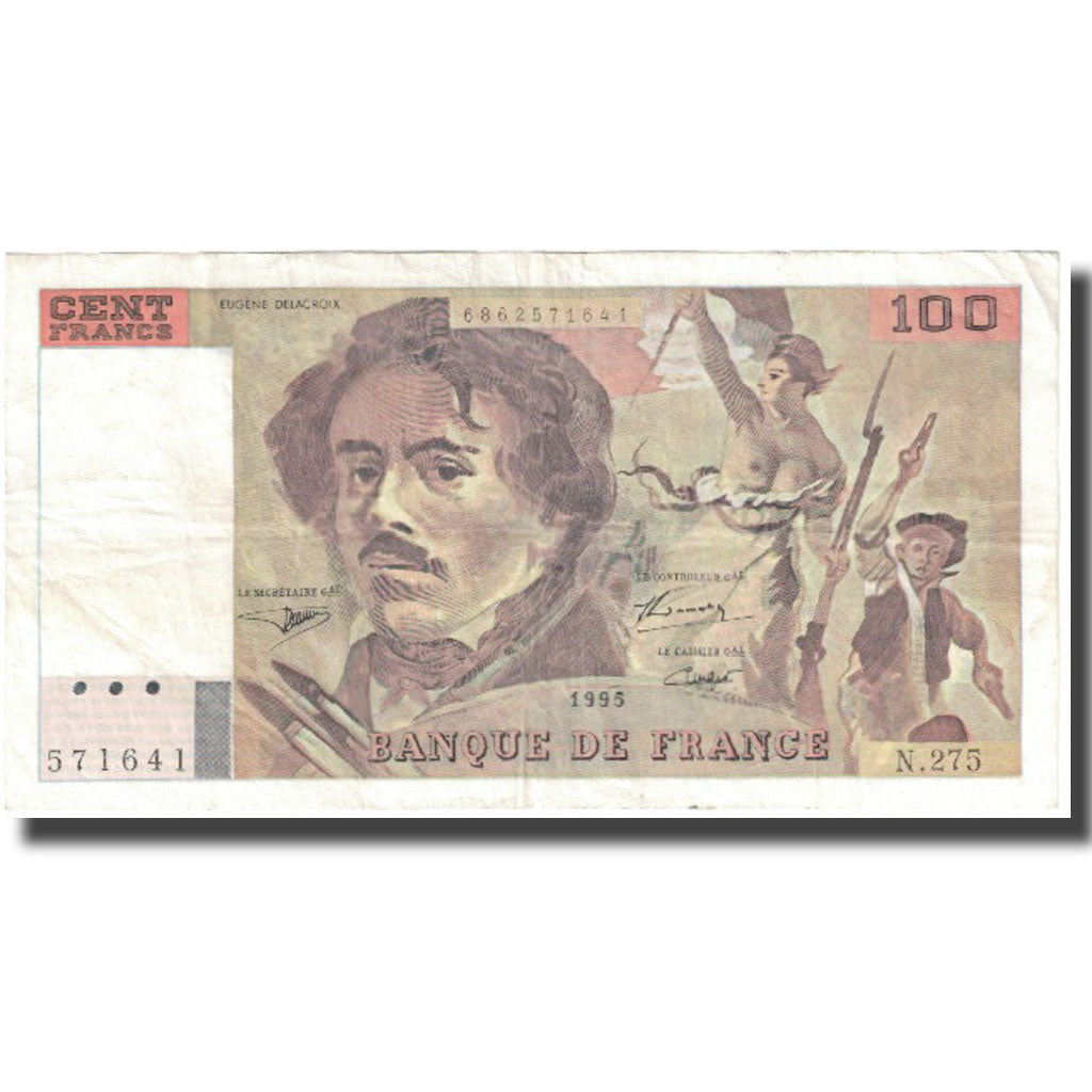 Francja, 100 Francs, Delacroix, 1995, 1995, VF(30-35), Fayette:69 Ter 2b