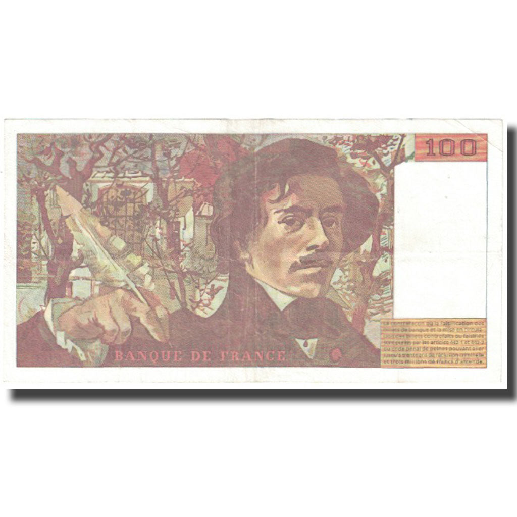 France, 100 Francs, Delacroix, 1994, 1994, EF(40-45), Fayette:69 ter 1b)
