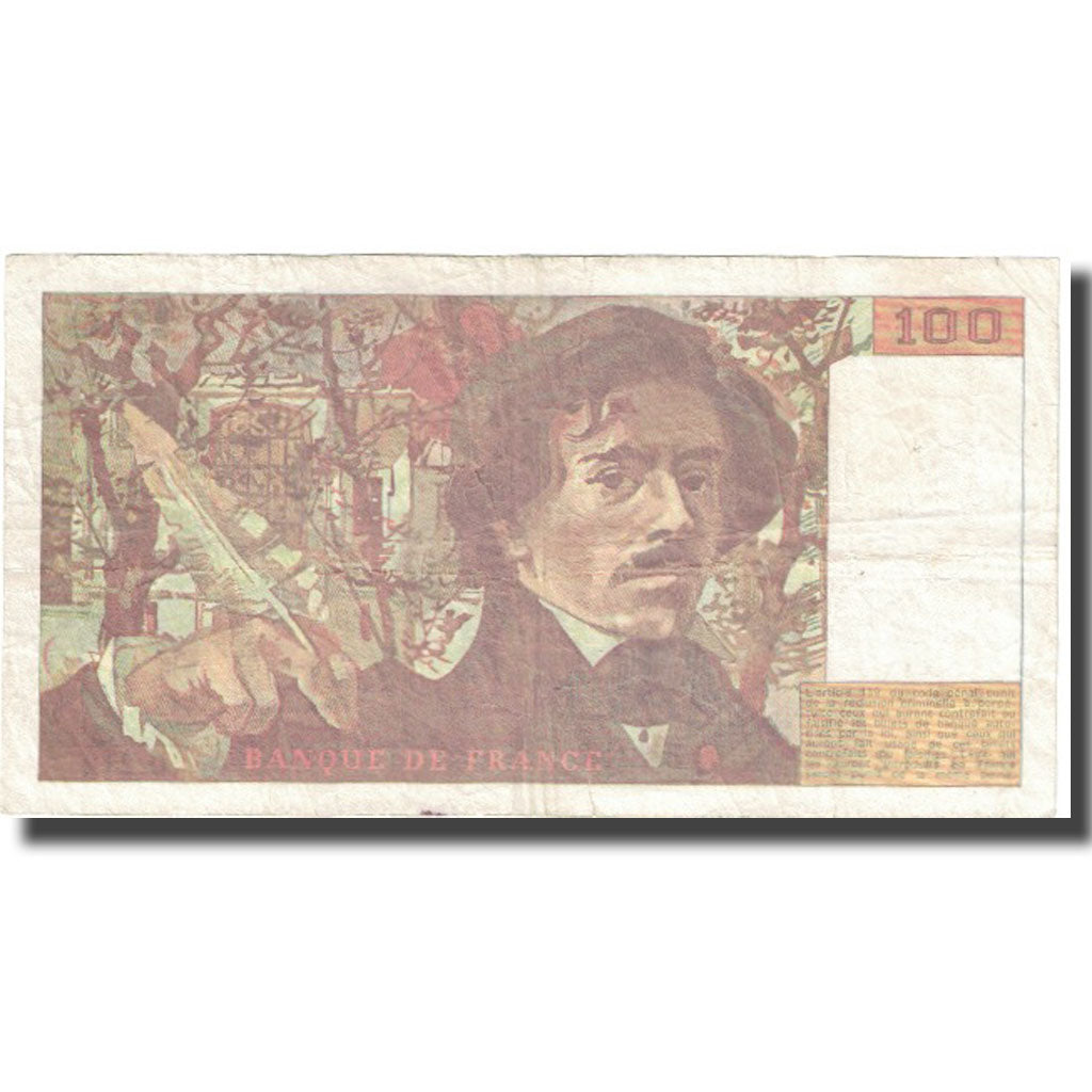 France, 100 Francs, Delacroix, 1993, 1993, VF(30-35), Fayette:69bis.5, KM:154g