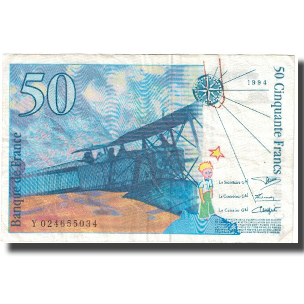 Francia, 50 Francs, St Exupéry, 1994, 1994, MBC, Fayette:73.1d, KM:157Aa